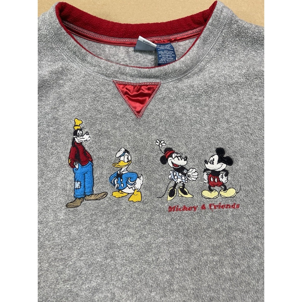 Vtg '90s Walt Disney Crew Fleece Pullover Embroidered Womens  Sz 4XL Oversized